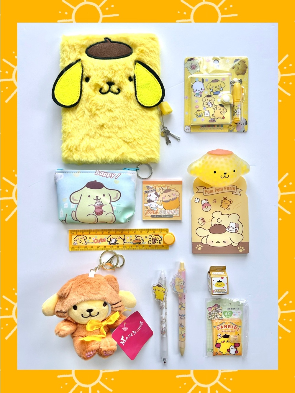 💛(POM358) Pompompurin Adorable 12-Piece Stationery Fun Bundle!